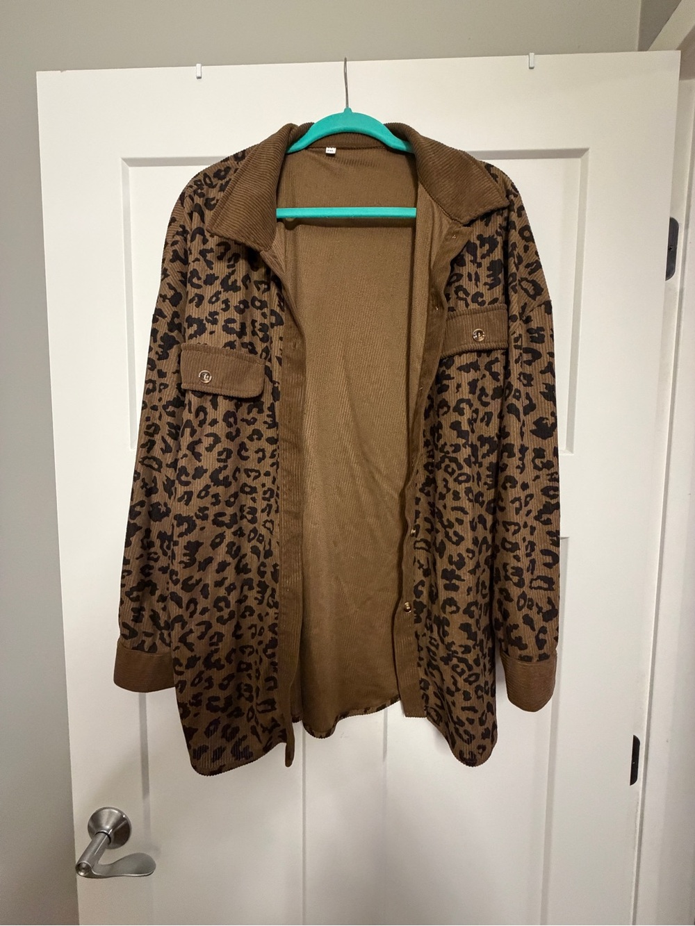 Women's Brown Leopard Print Button-Front Jacket